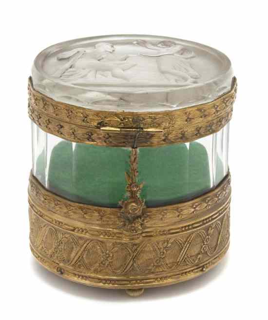 Appraisal: A French Glass and Gilt Bronze Mounted Music Box the