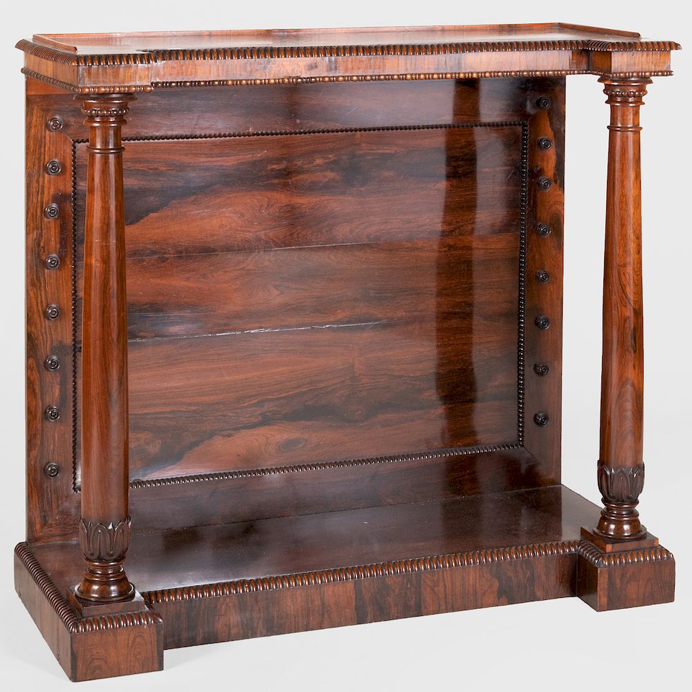 Appraisal: William IV Rosewood Console Table The top of inverted break-front