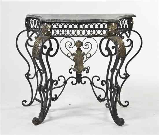 Appraisal: A Neoclassical Style Console Table having a serpentine front marble