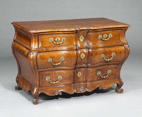 Appraisal: A good Louis XV walnut commode en tombeau Bordeaux mid