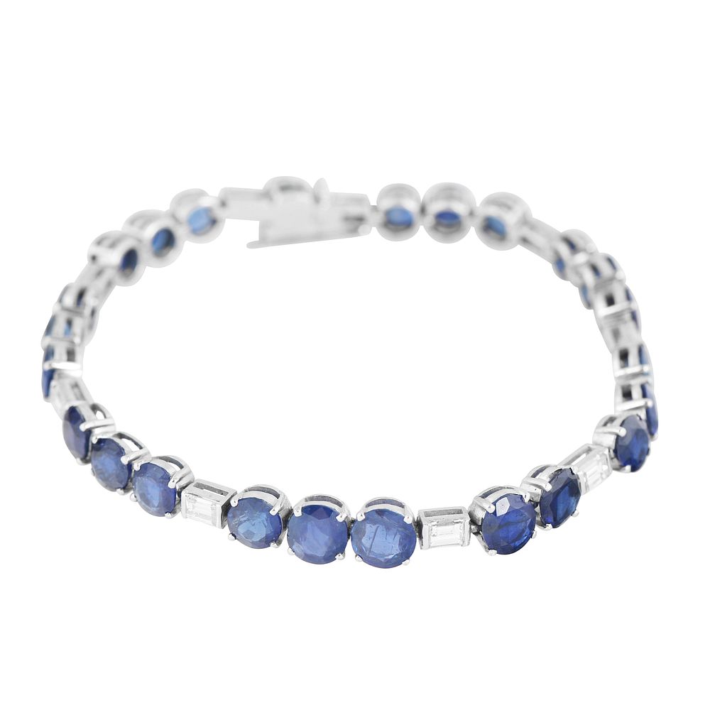 Appraisal: SAPPHIRE AND DIAMOND BRACELET SAPPHIRE AND DIAMOND BRACELET twentyfour round