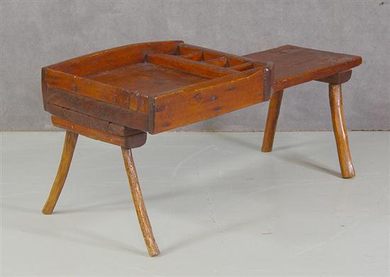 Appraisal: Cobbler's Bench Circa Pine with rustic legs Work top with