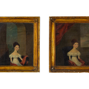 Appraisal: Artist Unknown th Century Portraits a pair of works oil