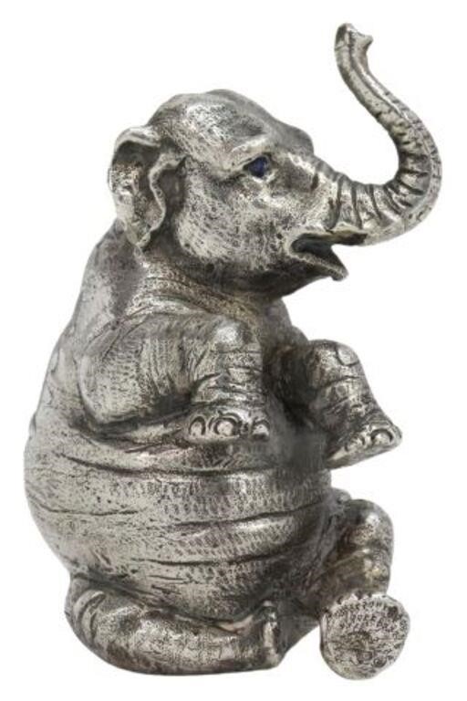 Appraisal: Italian silver figure on an elephant Buccellati seated figure with