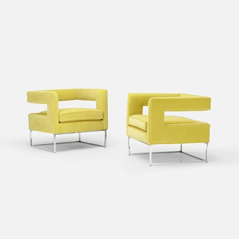 Appraisal: Milo Baughman lounge chairs pair Milo Baughman lounge chairs pair