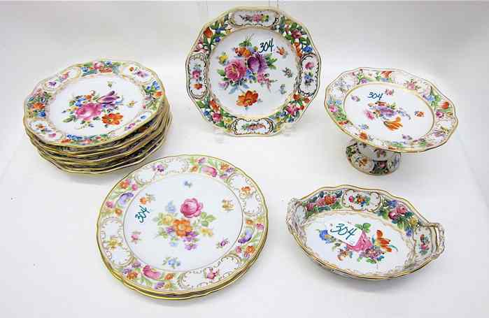 Appraisal: PIECES ASSEMBLED SET DRESDEN PORCELAINS set of dessert plates with