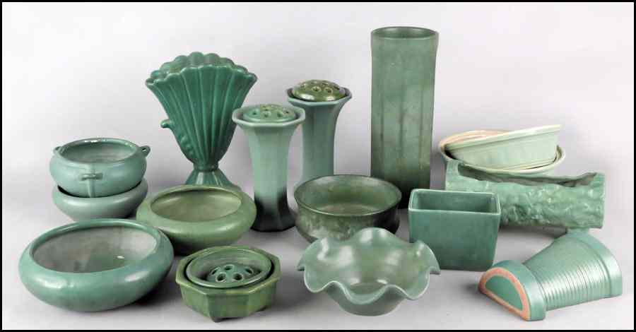 Appraisal: COLLECTION OF ARTS CRAFTS POTTERY Comprising bowls vases and decorative