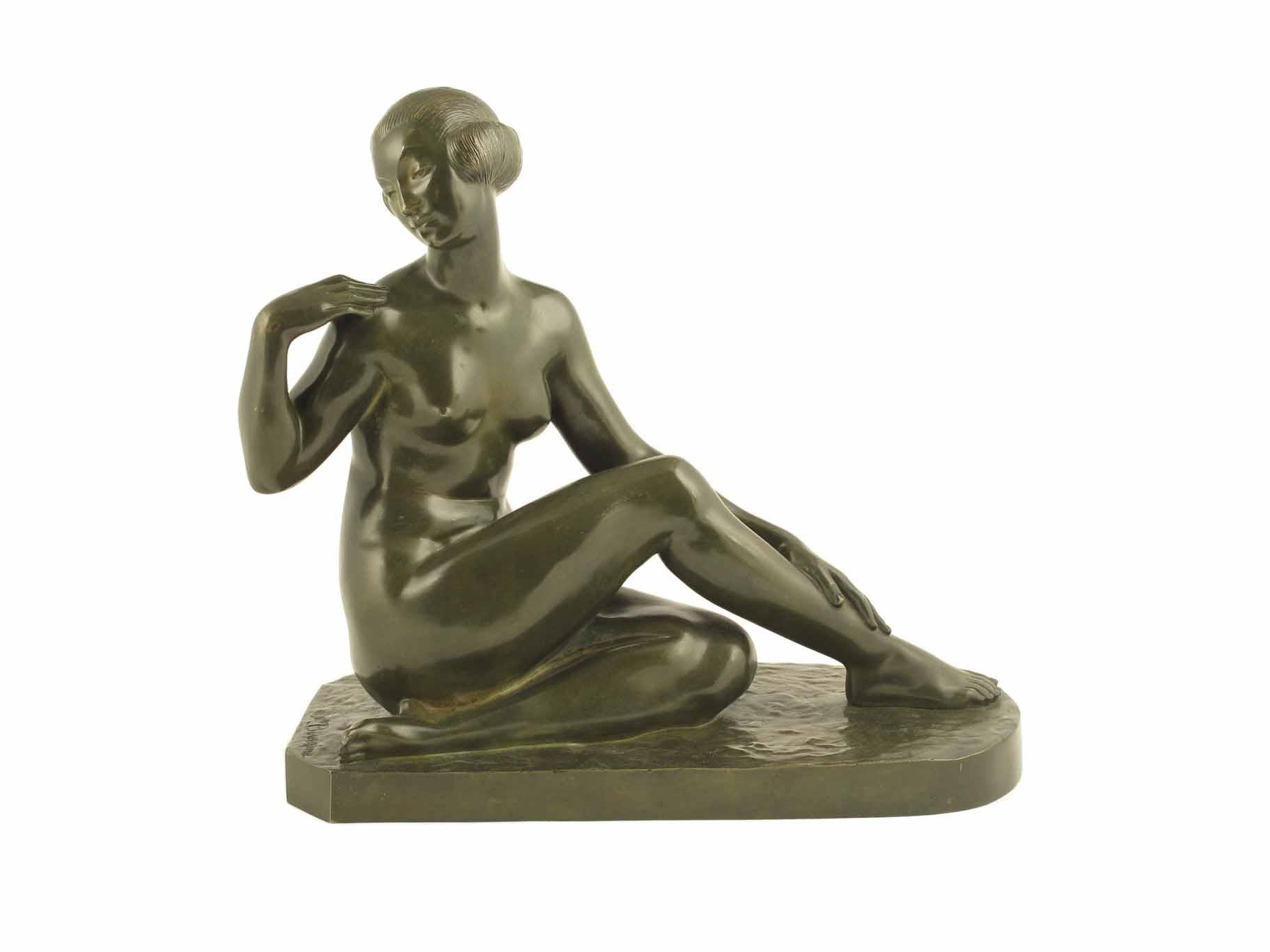 Appraisal: Marcel Bouraine - French A seated female nude