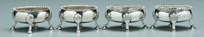 Appraisal: Four George III English silver salts oval with gadroon borders