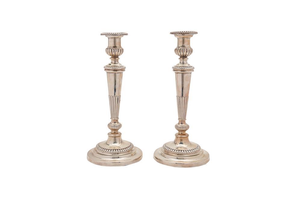 Appraisal: Pair of JOHN RICHARDS CO Late Georgian Weighted Silver Candlesticks