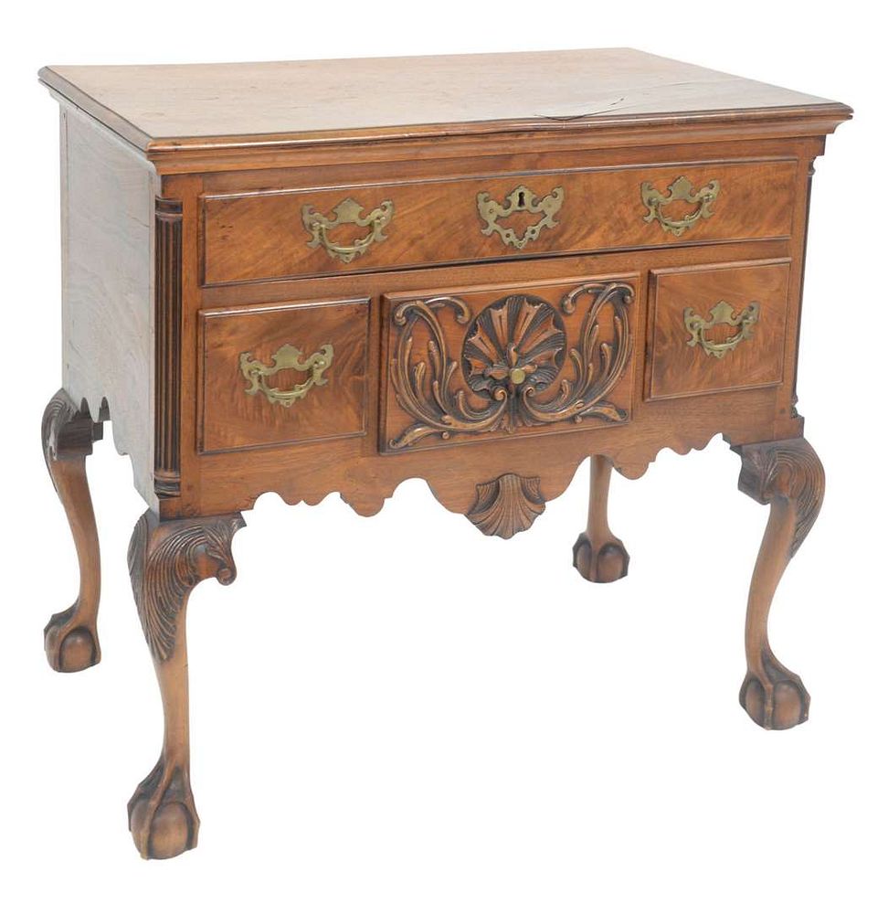 Appraisal: Custom Chippendale Style Mahogany Lowboy Philadelphia style set on carved