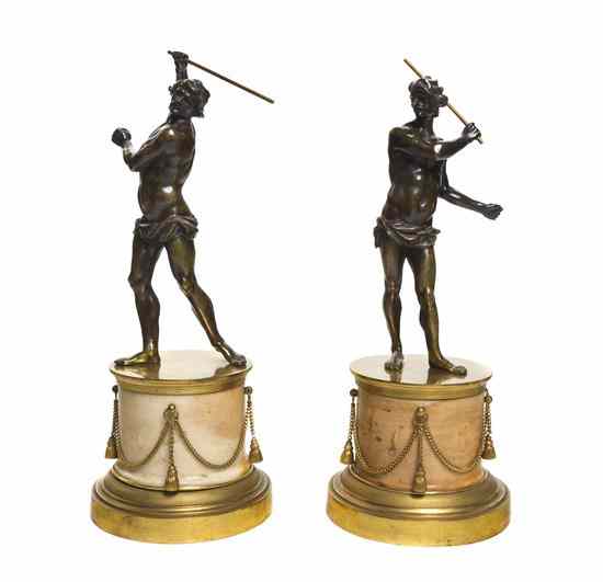 Appraisal: A Pair of Continental Bronze Figures each depicting a gentleman