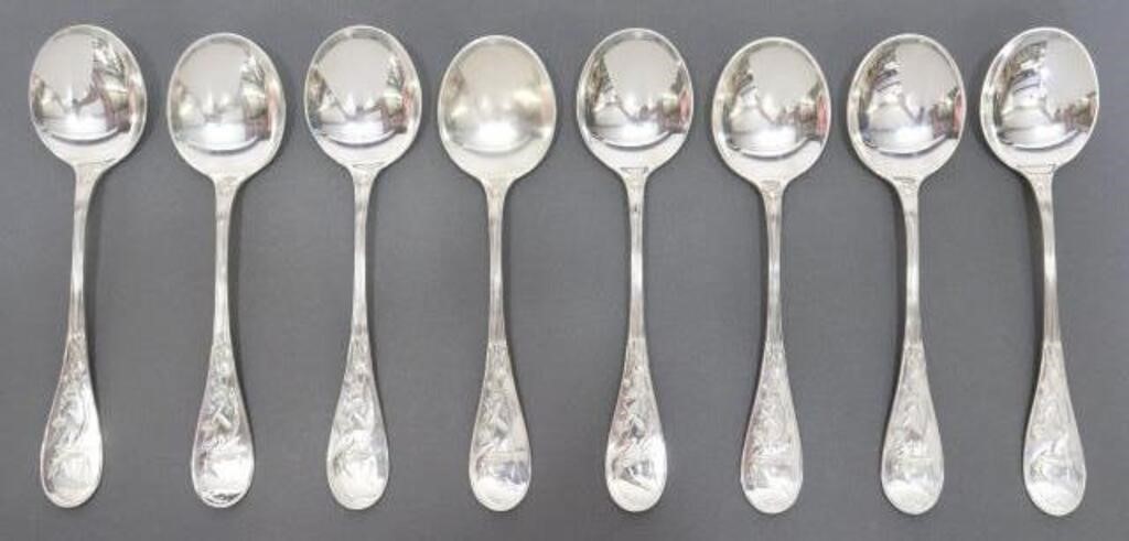 Appraisal: lot of American sterling silver round bowl soup spoons Tiffany