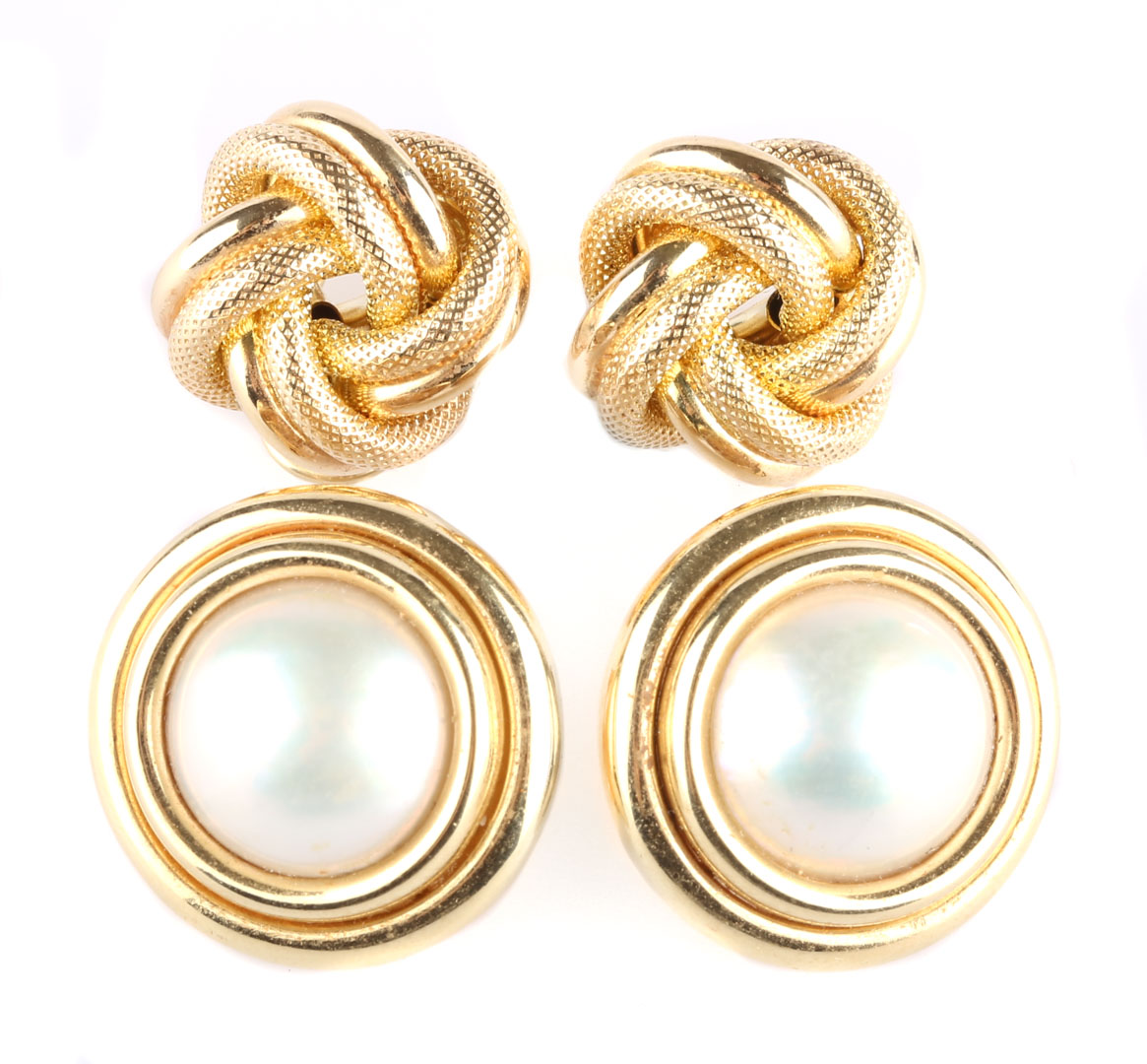 Appraisal: Two Pair of Clip Earrings in Gold Featuring a K