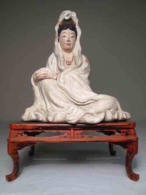 Appraisal: Japanese pottery sculpture of a Buddhist nun by Rengetsu-ni Circa