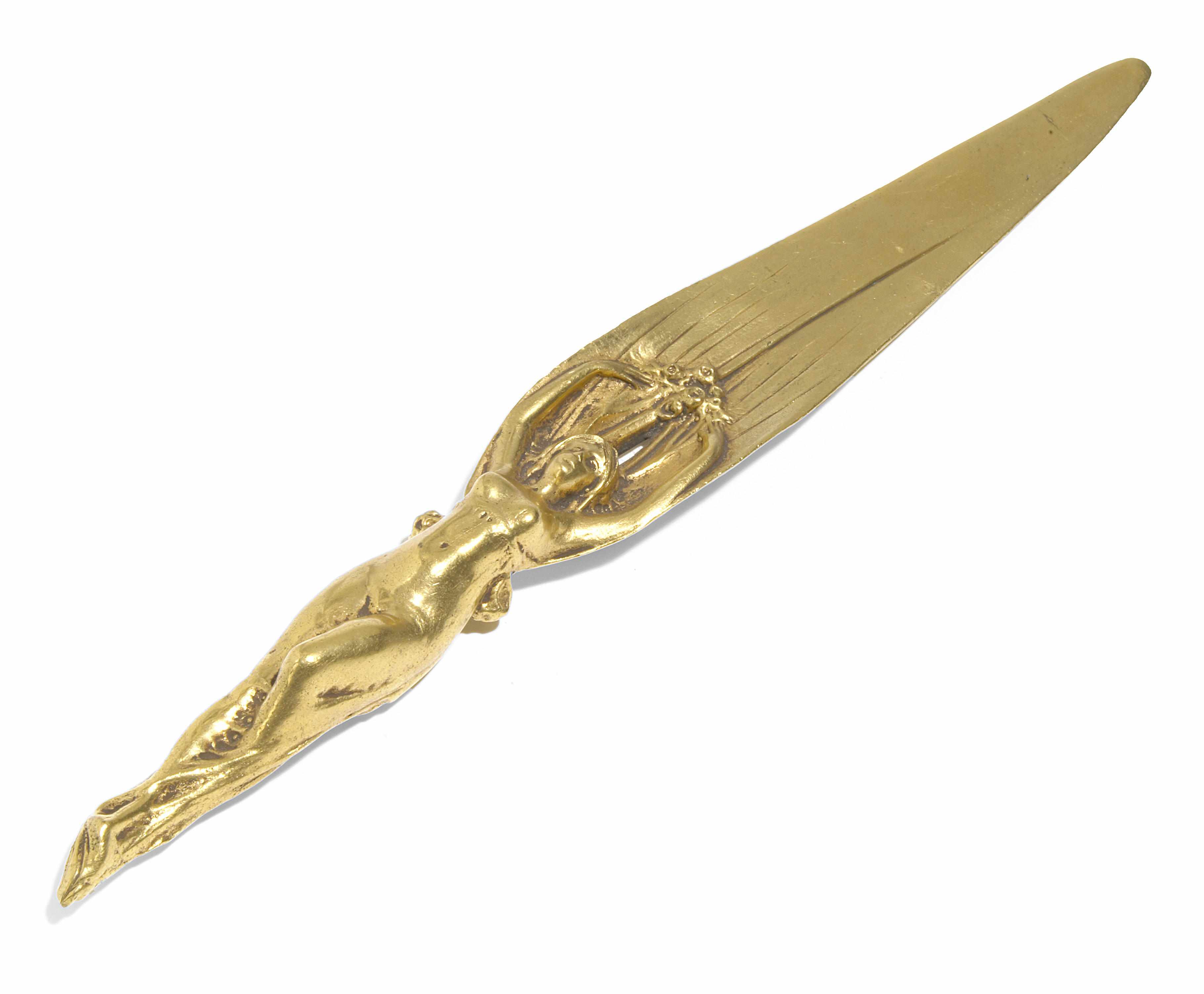 Appraisal: A gilt bronze letter opener signed V Salaterlength in