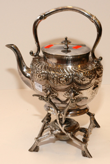 Appraisal: THC SILVER PLATE KETTLE ON STAND