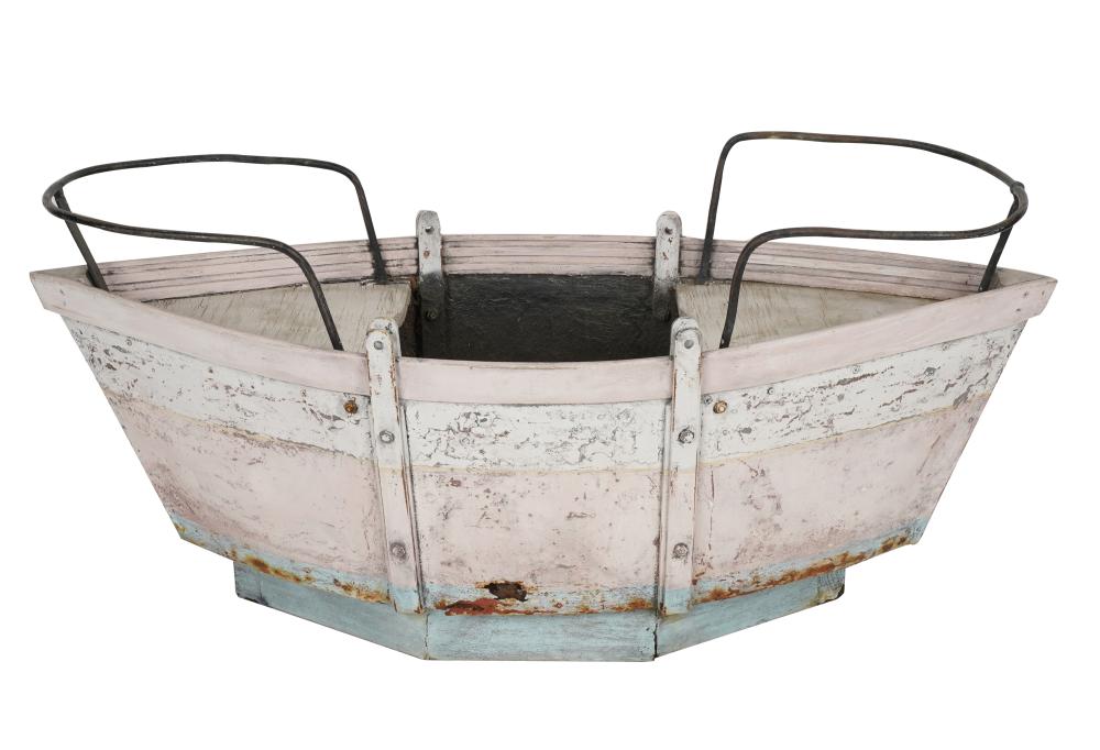 Appraisal: NORMAN LEAR CHILD'S BOAT-FORM BENCH DOUBLE SEATwith metal frame Condition