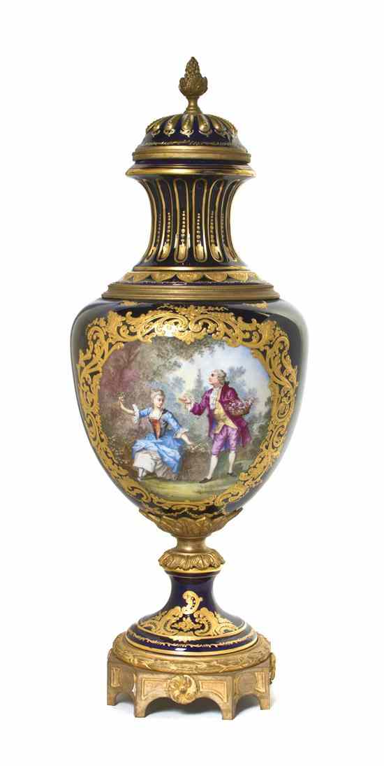 Appraisal: A Sevres Style Porcelain and Gilt Bronze Mounted Urn having