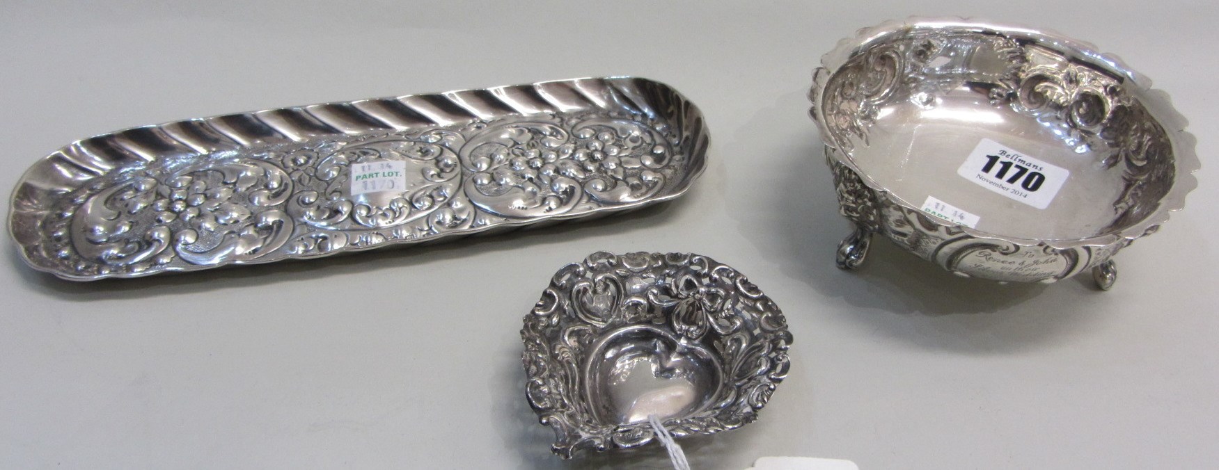 Appraisal: A Victorian silver shaped circular bowl with embossed decoration raised