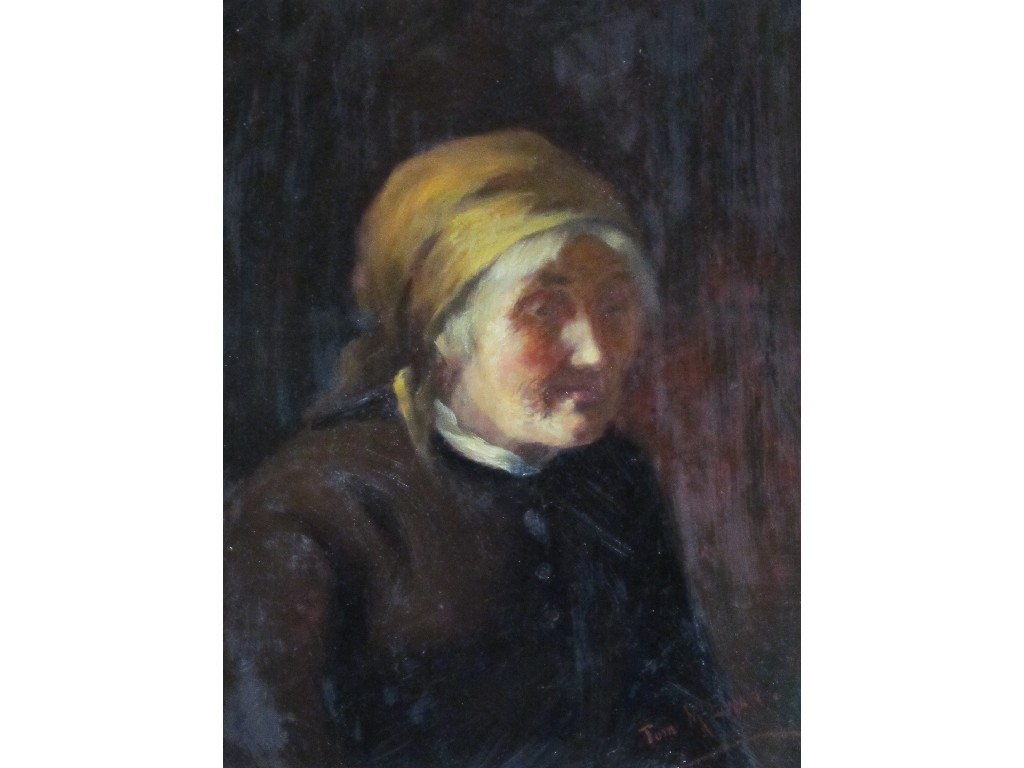 Appraisal: TOM MCEWAN RSW - PORTRAIT OF AN OLD WOMAN Oil