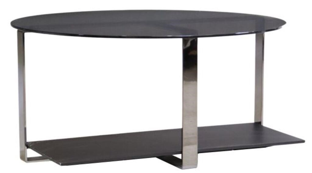 Appraisal: Italian modern coffee table Minotti st c round smoked glass