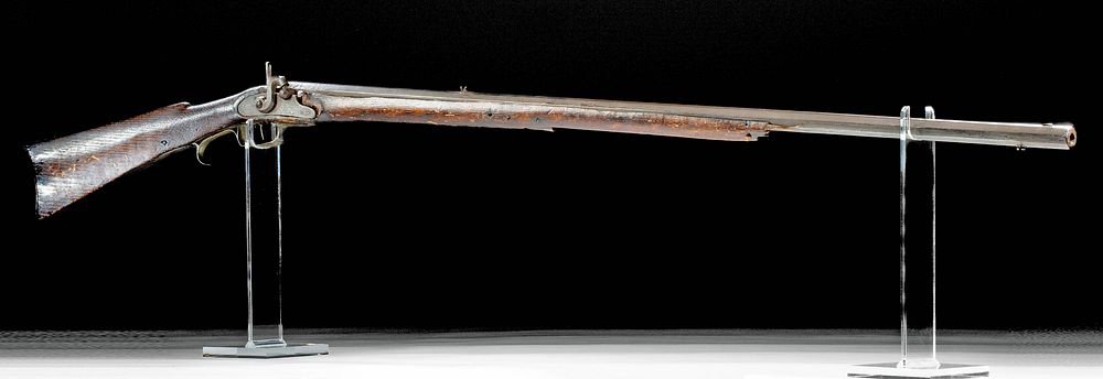 Appraisal: th C American Iron Wood Percussion Rifle North America United