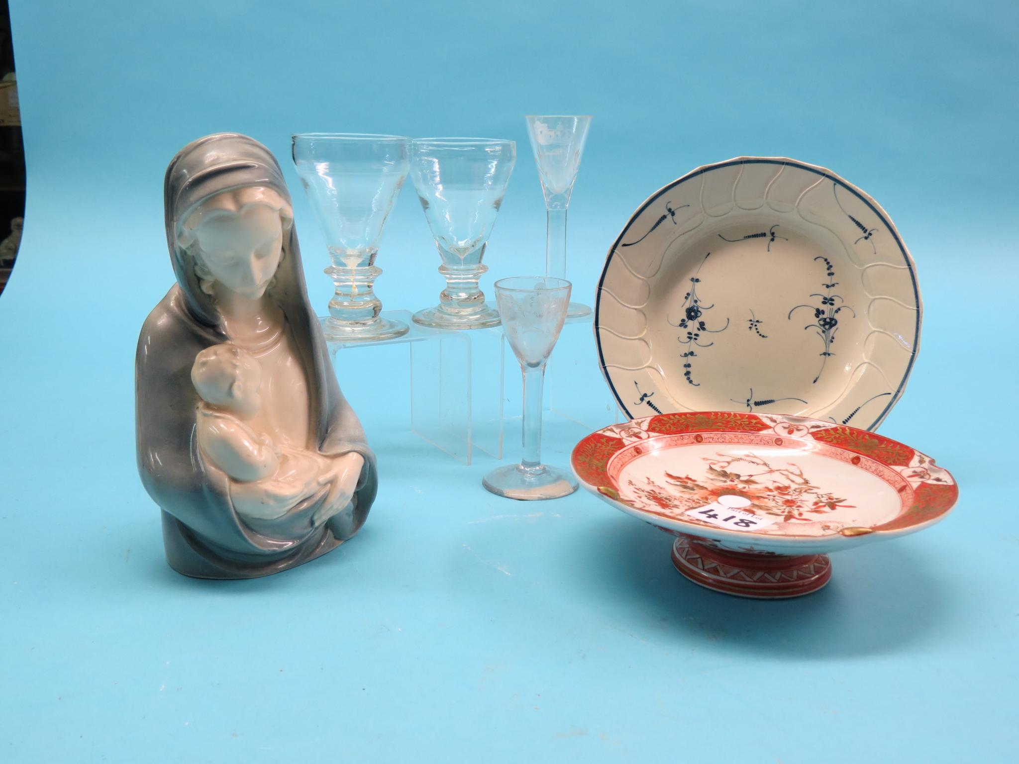 Appraisal: A George II cordial glass with engraved bowl in a