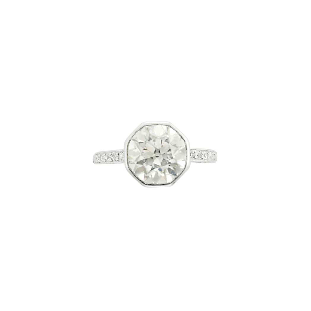 Appraisal: Platinum and Diamond Ring One old-mine cut diamond ap cts