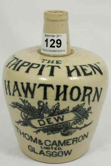 Appraisal: Port Dundas of Glasgow Stoneware Whisky Flask Advertising Tappit Hen