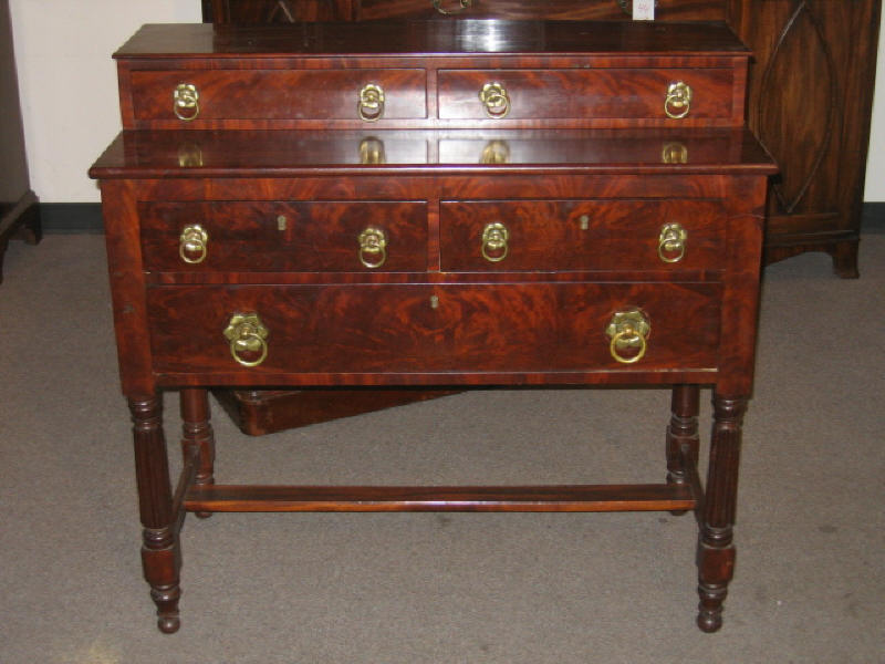 Appraisal: AMERICAN TH CENTURY MAHOGANY CHEST ON STAND Showing two short