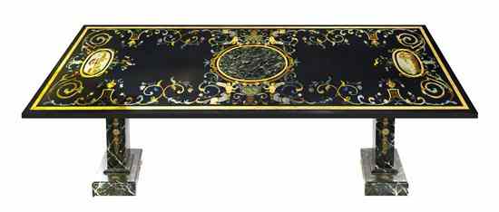 Appraisal: A Polychrome Decorated Dining Table having Baroque style decoration throughout