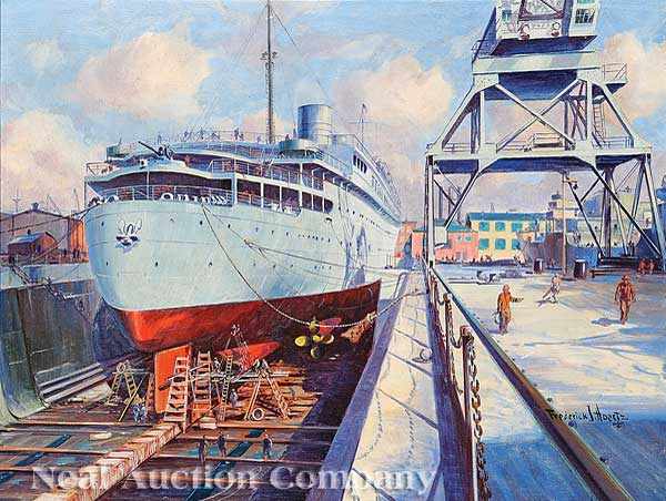 Appraisal: Frederick J Hoertz American - Cruise Ship oil on canvas