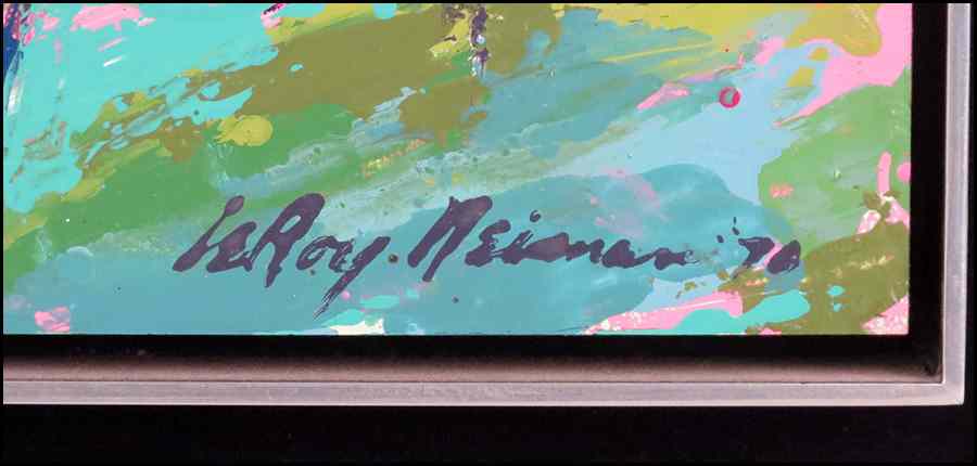 Appraisal: LEROY NEIMAN - THE HORSE RACE Oil on masonite signed