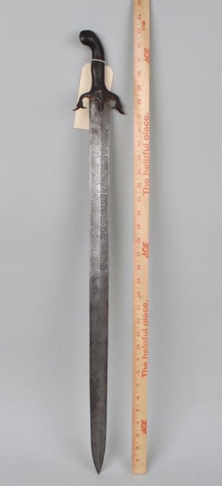 Appraisal: Qajar Indo-Persian Etched Blade Sword possibly revival with inscription on