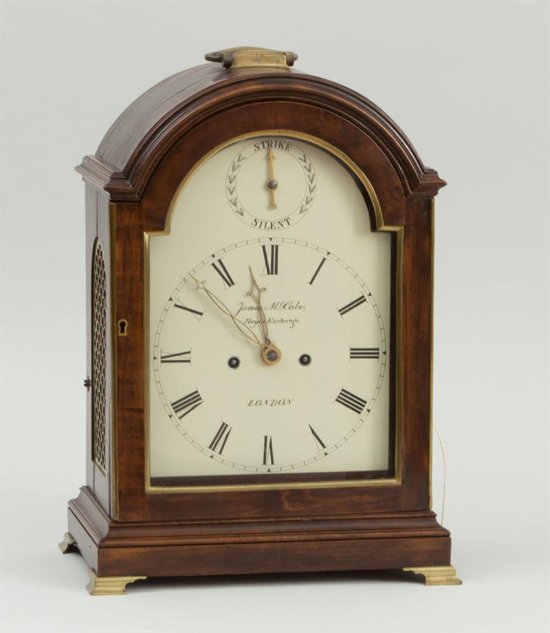 Appraisal: REGENCY BRASS-MOUNTED MAHOGANY BRACKET CLOCK The white-painted brass dial signed