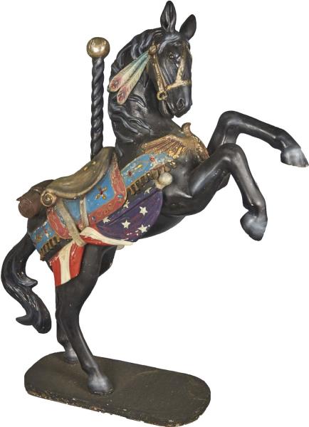 Appraisal: Black Carousel Horse Statue On Rear Legs This is a