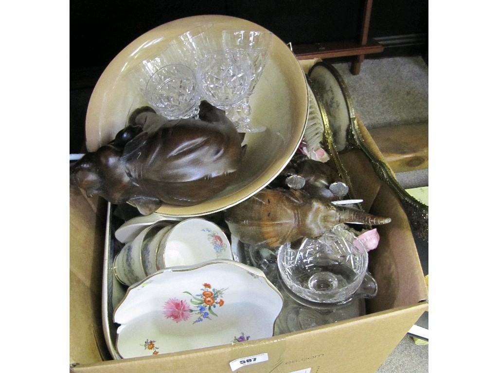 Appraisal: Box of assorted glass ceramic and EP items etc