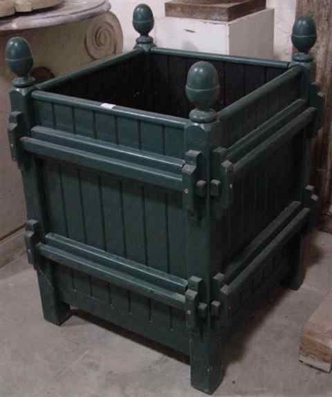 Appraisal: PAIR MEDIUM GREEN PAINTED PLANTERS h in Other Notes DHS