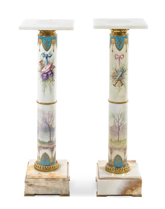 Appraisal: Sale Lot A Pair of Sevres Style Porcelain Pedestals th