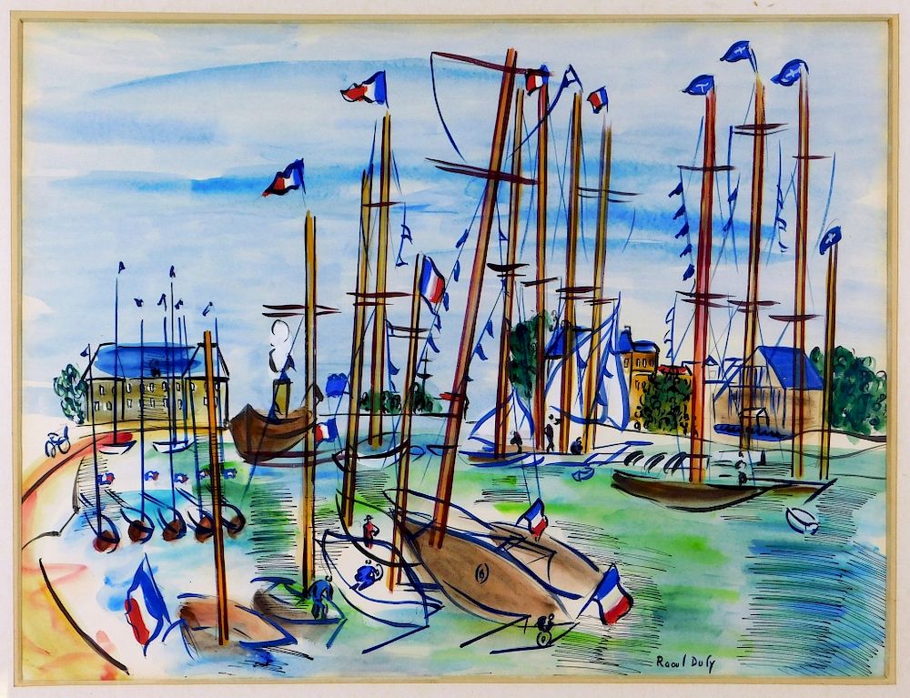 Appraisal: Attrib Raoul Dufy Fauvist French Marina Painting Raoul Dufy France