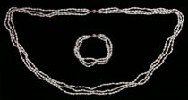 Appraisal: Fresh Water Pearl Bracelet Necklace Set Triple strand of white