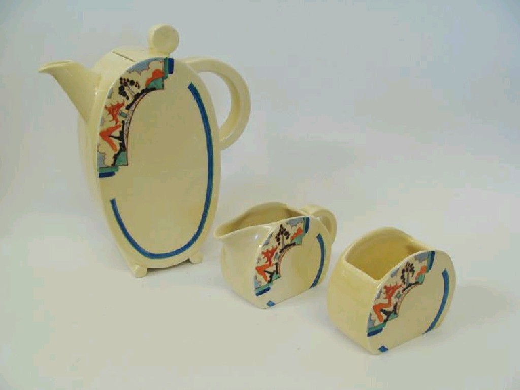 Appraisal: A KEW PATTERN BONJOUR SHAPED COFFEE SERVICE comprising coffee pot