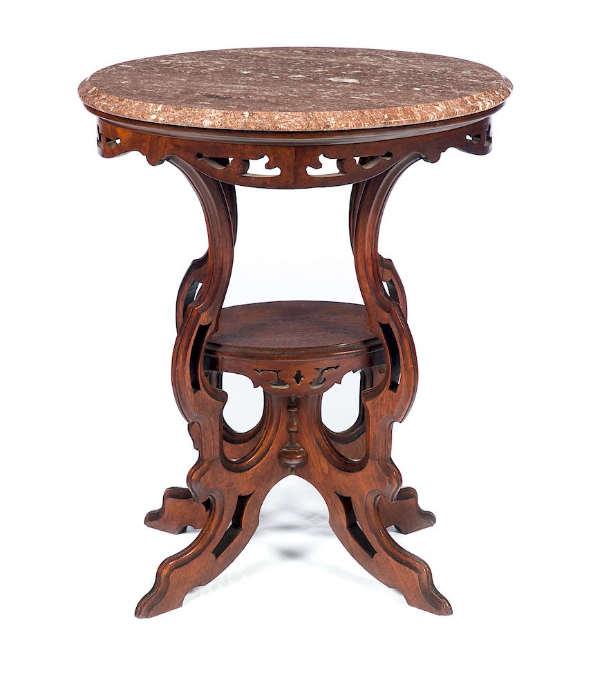 Appraisal: Walnut Victorian Marble Top Stand Good condition with normal wear