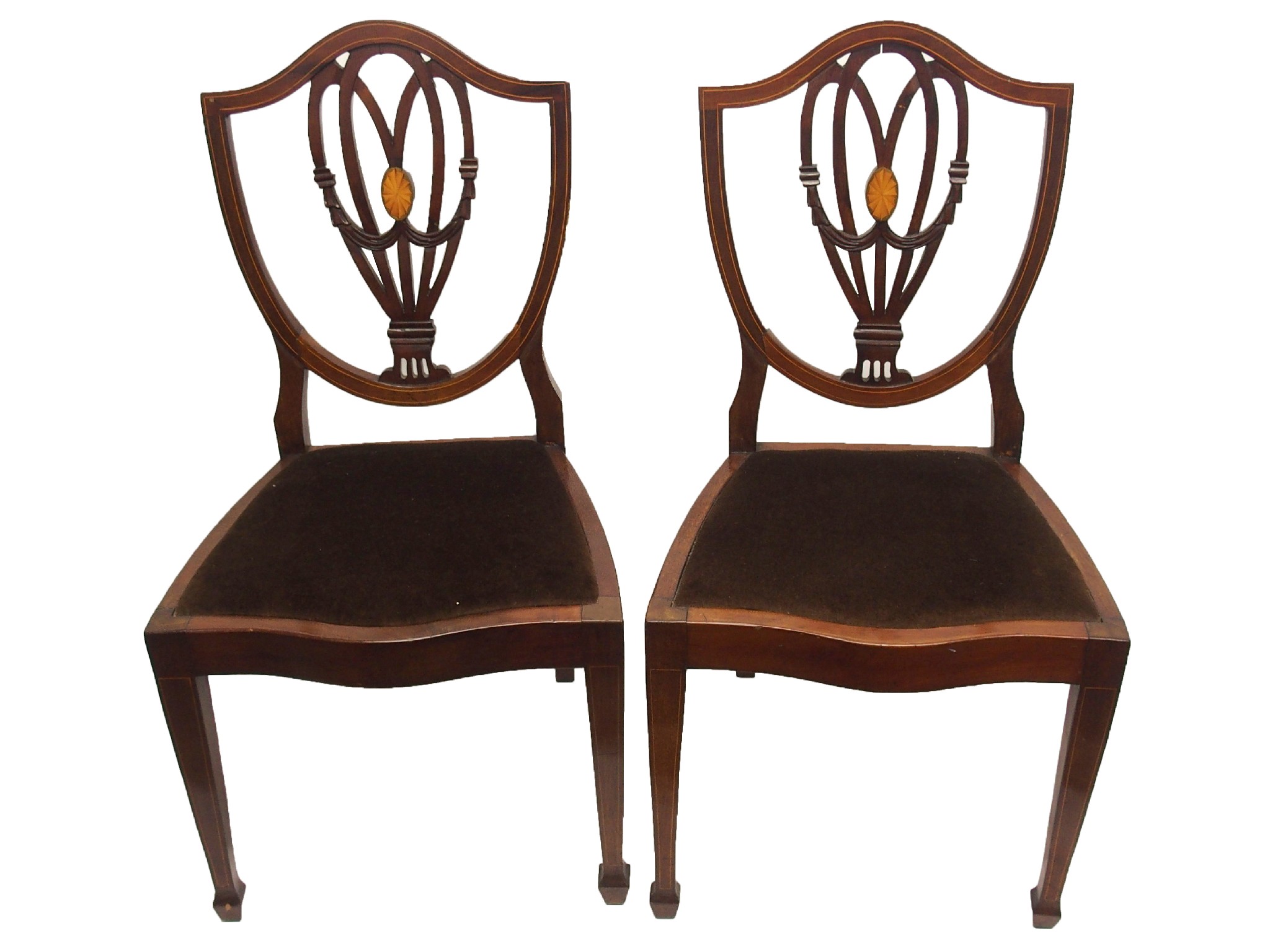 Appraisal: A set of four Edwardian mahogany Hepplewhite style dining chairswith