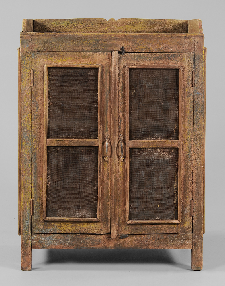 Appraisal: Southern Paint-Decorated Pie Safe late th early th century rough-hewn