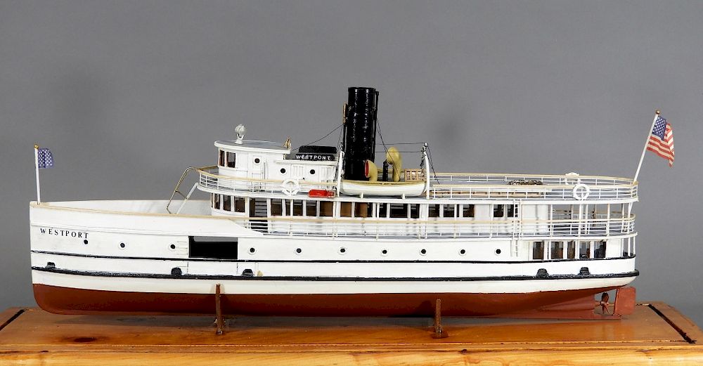 Appraisal: Westport Scratch Built Steamboat Ship Model United States th Century