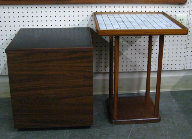 Appraisal: Two Vintage Side Tables including teak table with cast iron