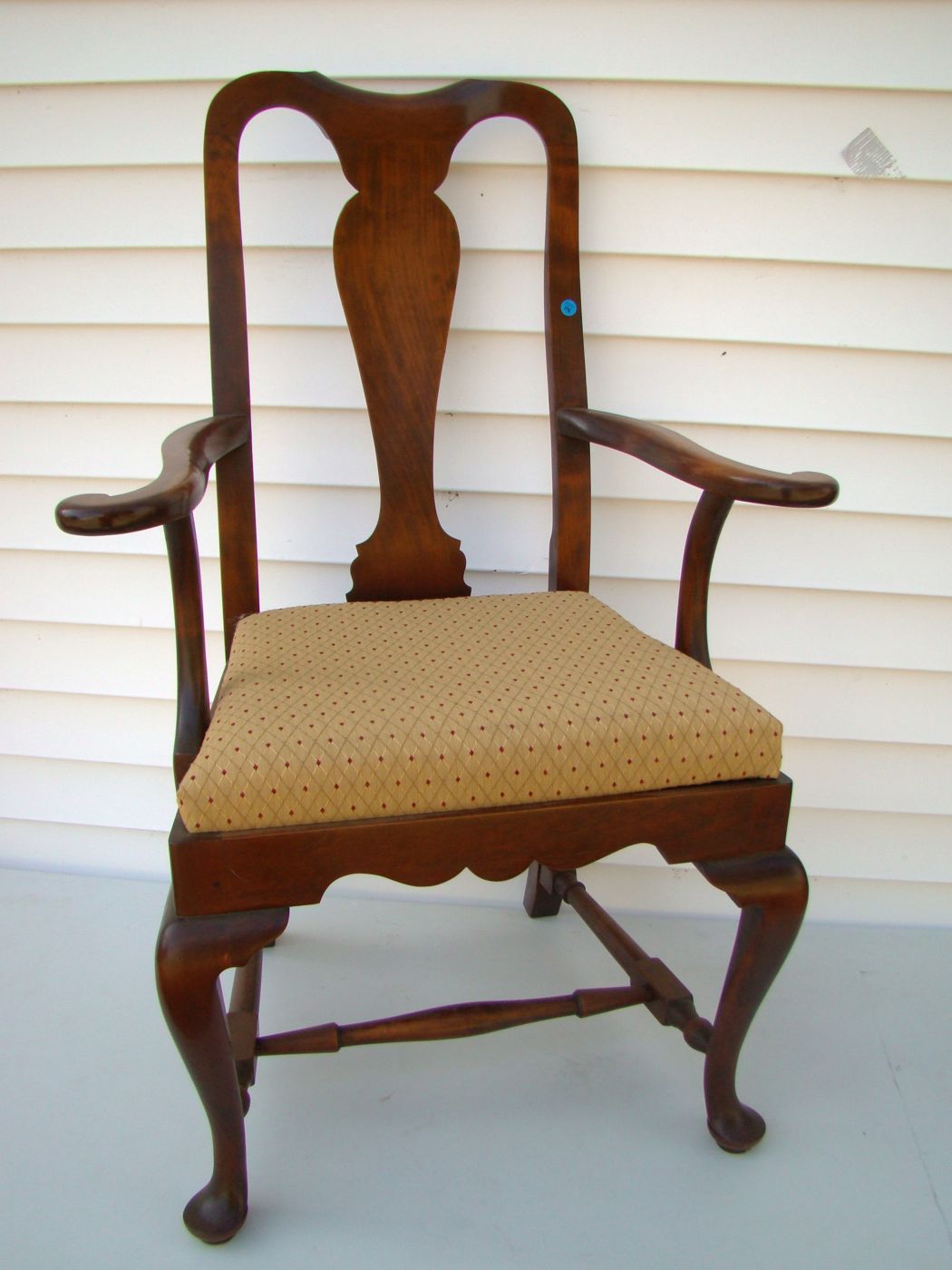 Appraisal: ELDRED WHEELER QUEEN ANNE-STYLE ARMCHAIR In mahogany with upholstered slip