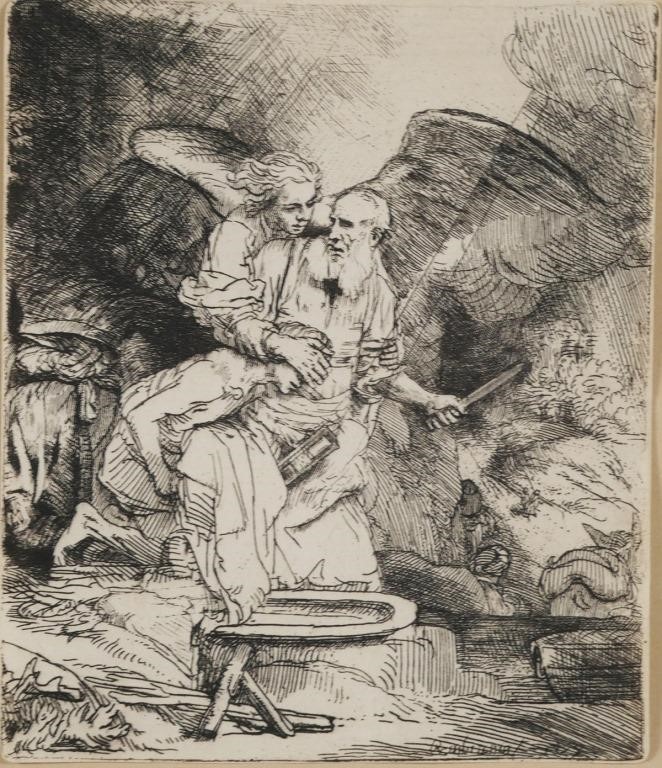 Appraisal: REMBRANDT SACRIFICE OF ABRAHAM ETCHINGRembrandt Harmenszoon van Rijn Dutch -